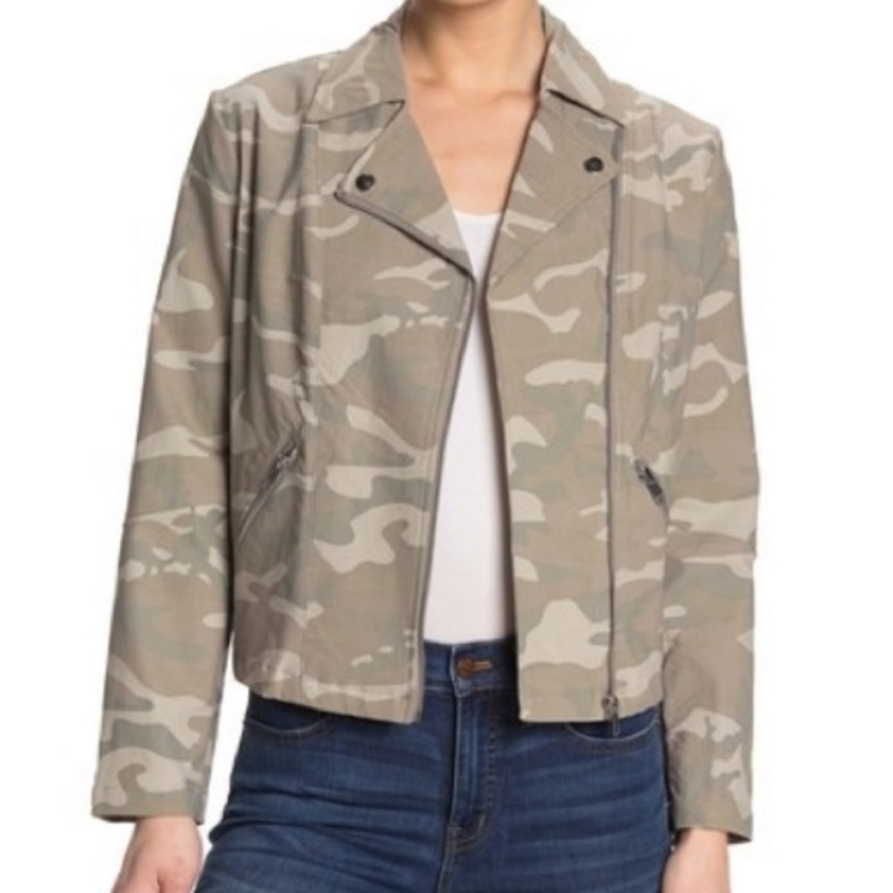 ADYP Camouflage Moto jacket size medium 8-10 muted green camo stretch